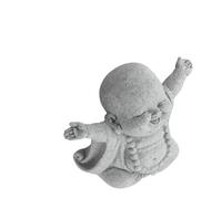 Homeponnew Graisse Bouddha souriant Décoration de jardin effet grès Statue Décor extérieur et intérieur pour la maison, la cour et le jardin, 8,8 x 7 x 8,3 cm