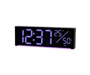 Homeponnew Grande horloge murale numérique avec affichage LED RVB à changement de couleur, température et date, compte à rebours, luminosité réglable pour salon, chambre à coucher, cuisine