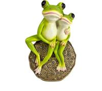 Homeponnew Grenouille à énergie solaire - Lampe d'extérieur en résine - Statue d'animal pour cour, terrasse, paysage, décoration, 11,5 x 9 x 18 cm, vert