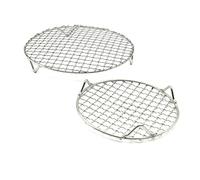 Homeponnew Grille de refroidissement ronde en acier inoxydable pour cuire, rôtir, cuire à la vapeur et barbecue - 2 pièces pour lave-vaisselle et cuisine (18 cm)