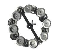 Homeponnew Hi-Hat Tambourin pour batterie - Cadre noir de 14 cm avec clochettes en acier, instrument de percussion professionnel compatible avec les supports Hi-Hat standard