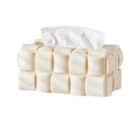 Homeponnew Housse pour boîte à mouchoirs en PET gaufré, 23,2 x 14,7 x 11 cm, design moderne, pour décoration de maison et de bureau, crème