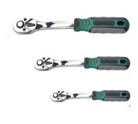 Homeponnew Jeu de 3 clés à cliquet à dégagement rapide 72 dents en acier au chrome vanadium de qualité industrielle, 10/8/6", vert