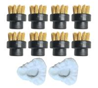 Homeponnew Kit d'accessoires pour nettoyeur vapeur avec 8 brosses rondes et 2 tampons en microfibre pour nettoyeur vapeur Dupray, brosse métallique en acier inoxydable pour cuisine et salle de bain