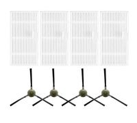 Homeponnew Kit de brosses latérales et de filtres pour aspirateur robot MAMNV T7S, JIKA T7S, Teendow T7S/T12S - 4 filtres + 4 brosses latérales (A)