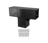 Homeponnew Kit de support de pergola 4 x 4 à 3 voies à angle droit pour pergola en acier avec base - Acier au carbone noir, 2 lots de 1 pièce