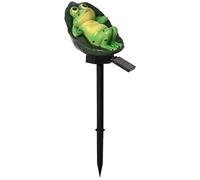 Homeponnew Lampe solaire en résine grenouille pour jardin extérieur éclairage paysager, 42 cm, vert et noir, lampe de pelouse avec design solaire au sol