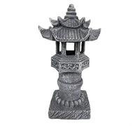 Homeponnew Lampe solaire pagode pour jardin, aspect pierre, résistante aux intempéries, IP44, veilleuse automatique pour économie d'énergie et esthétique zen, parfaite pour décoration de terrasse