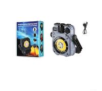 Homeponnew Lampe solaire portable de travail de camping avec fixation magnétique, luminosité réglable, cinq modes d'éclairage, lampe de poche extérieure (gris)