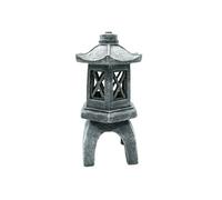 Homeponnew Lanterne Pagode Solaire Statue de Jardin en Polyrésine Zen Extérieur Décor avec LED Lumière pour Patio, Cour et Chemin, Gris