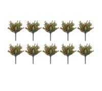 Homeponnew Lot de 10 buissons rouges et verts de 3 cm - 10 pièces en plastique rouge - Convient pour l'extérieur et l'intérieur et les projets de bricolage - Ces plantes sont résistantes au soleil