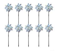 Homeponnew Lot de 10 moulins à vent argentés - Décoration de jardin en PVC de 54 cm avec répulsif réfléchissant contre les oiseaux (diamètre de la lame de 18 cm)