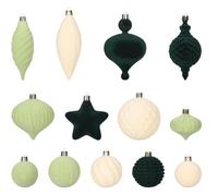 Homeponnew Lot de 12 boules de Noël en velours avec motif de cygne en rouge vin et vert fruit, décorations modernes à suspendre pour arbre ou fenêtre, plusieurs tailles de 5 cm à 12 cm