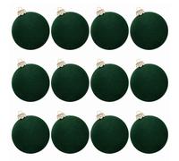 Homeponnew Lot de 12 boules de Noël rondes floquées de 6 cm à suspendre pour vacances, mariage, fête et décoration d'intérieur dans un coffret cadeau