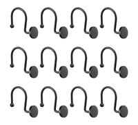 Homeponnew Lot de 12 crochets et anneaux de rideau de douche en alliage de fer robuste et résistant à la rouille, design moderne décoratif pour salle de bain, noir