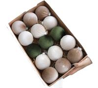 Homeponnew Lot de 15 boules de Noël en flanelle macaron à suspendre avec finition floquée douce, design moderne en vert, rose et bleu pour décoration de sapin de Noël