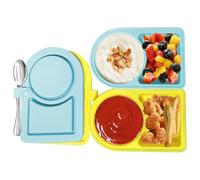 Homeponnew Lot de 2 boîtes à goûter en silicone pour le stockage des aliments, ensemble d'organisation de cuisine pliable avec couvercles anti-fuite, lave-vaisselle, design peu encombrant (jaune +