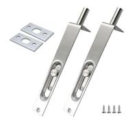 Homeponnew Lot de 2 boulons de porte de 15,2 cm, en acier inoxydable dissimulé pour portes françaises en bois, loquet coulissant à levier à ressort avec vis et gâches, lot de 2