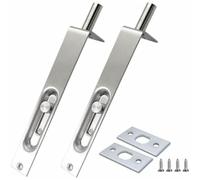 Homeponnew Lot de 2 boulons de sécurité en acier inoxydable de 10,2 cm pour portes de patio françaises doubles en bois, loquet coulissant dissimulé avec vis et gâches