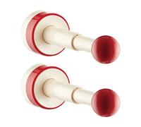 Homeponnew Lot de 2 crochets à ventouse avec tige télescopique réglable, crochet de rangement mural pour vêtements et cuisine, installation sans perçage, rouge