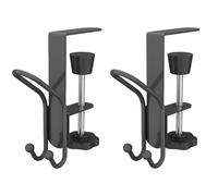 Homeponnew Lot de 2 crochets réglables en métal pour écouteurs, sacs, clés et câbles, crochet de serrage peu encombrant pour tables, étagères et armoires, gris