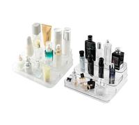 Homeponnew Lot de 2 organiseurs de parfum en acrylique, étagère à trois niveaux pour parfums, lotions, soins de la peau et bouteilles de médicaments, étagère de rangement transparente pour la maison