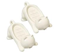 Homeponnew Lot de 2 porte-savon en plastique avec drainage, motif chat mignon pour salle de bain, cuisine et toilettes, blanc