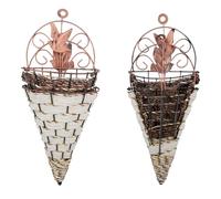 Homeponnew Lot de 2 pots de fleurs muraux en rotin pour intérieur et extérieur, 30 cm de haut, compatibles avec pots de fleurs, blanc/café