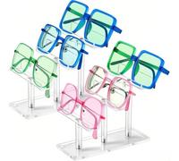 Homeponnew Lot de 2 présentoirs à lunettes de soleil à 3 niveaux en acrylique, transparent/noir, organiseur robuste pour la maison, le bureau ou le magasin