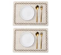 Homeponnew Lot de 2 sets de table en cuir pour table de salle à manger, 45,7 x 30,5 cm, résistants à la chaleur et aux rayures, pour cuisine, restaurant et chez l'habitant, flocons d'avoine