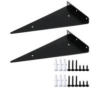 Homeponnew Lot de 2 supports triangulaires en acier inoxydable pour étagères murales, supports de support à angle droit pour étagères, cloisons, cadres avec S