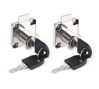 Homeponnew Lot de 2 verrous à came pour tiroir et armoire, en fer avec 4 clés, argenté, 16 x 21 mm, 19 x 21 mm, 19 x 31 mm, compatible avec bureau, armoire, boîte à outils, armoire électrique