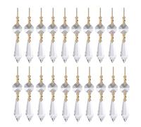 Homeponnew Lot de 20 lustres transparents en forme de larme - Prismes élégants à suspendre pour la maison, un mariage, des vacances avec clips papillon dorés