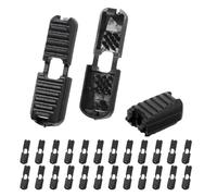 Homeponnew Lot de 25 languettes pour chaussures, sacs à dos et bagages - En plastique noir - Réutilisables - Compatibles avec les cordes jusqu'à 3,5 mm - 20 x 12 mm - Fermeture avec poignée à 18 dents