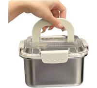 Homeponnew Lot de 3 boîtes de conservation alimentaire extra épaisses en acier inoxydable avec couvercle anti-fuite, joint en silicone, serrure à 4 côtés pour four, réfrigérateur, pique-nique, gris