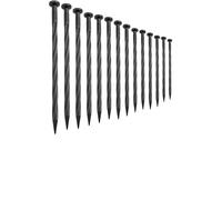 Homeponnew Lot de 30 clous de bordure en plastique, piquets en nylon spirale pour fixation de bordures de jardin et de pelouse, 20 cm de long, pointes d'ancrage noires compatibles avec tous les types
