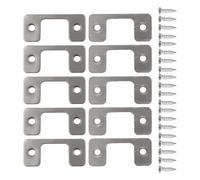 Homeponnew Lot de 4/10 gâches de porte pour verrous à pêne dormant réglables, plaque de verrouillage de porte en acier inoxydable avec vis, 57 x 25,6 mm, argenté