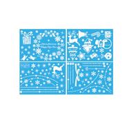 Homeponnew Lot de 4 décalcomanies de Noël en PVC avec motif bonhomme de neige, ville de neige et élan, 43 x 30 cm, imperméables et amovibles pour portes et fenêtres en verre, blanc et rouge