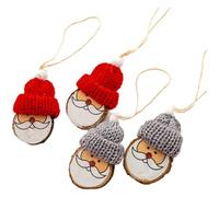 Homeponnew Lot de 4 décorations de Noël en bois pour mini Père Noël Ornafor Ments - Rouge - Décoration festive pour sapin de Noël avec style européen classique pour décoration de vacances Hofor Me