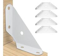 Homeponnew Lot de 4 équerres d'angle en fer robuste, angle droit de 90 degrés pour connexion bois et meubles, renfort triangulaire de 1 mm d'épaisseur, blanc