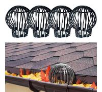 Homeponnew Lot de 4 gouttières pour tamis à feuilles pour protection - Compatible avec les tuyaux de pluie standard, 12,5 cm de diamètre, 14,5 cm de hauteur, filtres de descente en plastique noir
