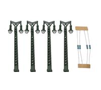 Homeponnew Lot de 4 lampes de mât en treillis avec LED, 3 V CC/AC pour modèles de calibre N, comprend des résistances pour 12-16 V, fixation en métal, ne convient pas aux enfants de moins de 14 ans