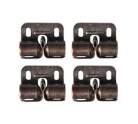 Homeponnew Lot de 4 loquets à rouleau pour portes d'armoire, fermeture à double rouleau à ressort avec plaques de gâche, quincaillerie en acier en fer marron/argenté