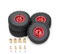 Homeponnew Lot de 4 pneus de roue de 2,5 cm pour TRX4M, compatibles avec Traxxas Defender Bronco SCX24 1/18 RC Crawler, coupleur étendu inclus, construction en aluminium ABS, noir, rouge, argent