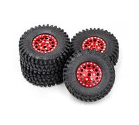 Homeponnew Lot de 4 pneus de roue de 2,5 cm pour TRX4M, compatibles avec Traxxas Defender Bronco SCX24 1/18 RC Crawler, coupleur étendu inclus, construction en aluminium ABS, noir, rouge, argent