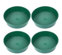 Homeponnew Lot de 4 tamis de sol de jardin - Tamis de rempotage en plastique PP avec maille fine pour séparation des roches, du compost et du sable, utilisation par tous les temps (vert foncé)