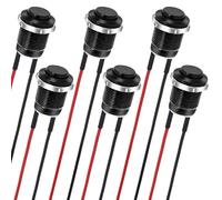 Homeponnew Lot de 5 interrupteurs à bouton-poussoir en métal 12 mm momentané 1NO avec câble pré-soudé IP66 pour équipements industriels, tête surélevée
