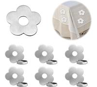 Homeponnew Lot de 6 poids de nappe en métal avec motif floral élégant pour tables de salle à manger en plein air - Fixateurs de nappe coupe-vent - Supports de suspension argentés de 5,9 cm