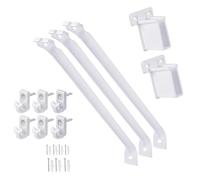Homeponnew Lot de supports d'étagère en fil de fer de 30,5 cm avec 6 clips et 2 supports d'extrémité, support de rack en fer pour étagères de 30,5 cm, 43,5 x 2,9 x 2,8 cm, blanc
