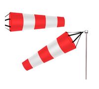 Homeponnew Manche à air Airport pour mesure de la direction du vent en extérieur - Polyester Ripstop Rouge et blanc Bandes réfléchissantes 60 cm/80 cm/100 cm (80 cm)